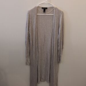Gray Open Front Cardigan Sweater